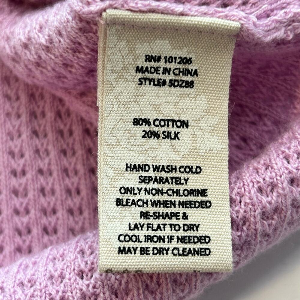 Soft Surroundings waffle knit silk and cotton  3/4 sleeve lilac sweater size 1X - Picture 7 of 10